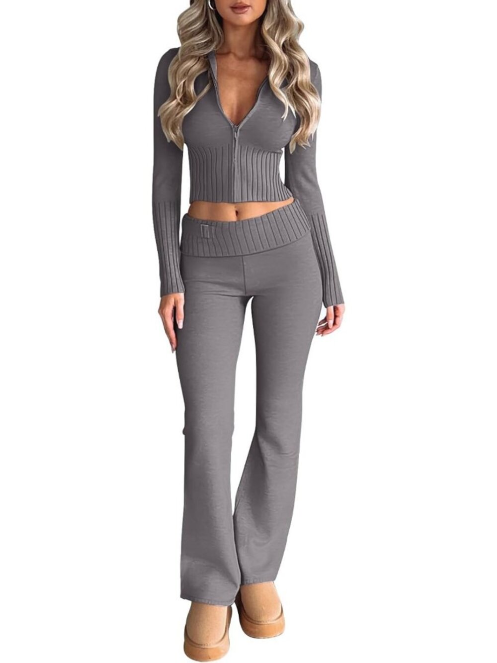 Chic Women's 2-Piece Matching Set | Y2K Fall Knit Sweatsuit | Sexy & Stylish